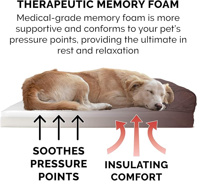 Furhaven Memory Foam Dog Bed for Large Dogs w/ Removable Bolsters & Washable Cover 125 lbs
