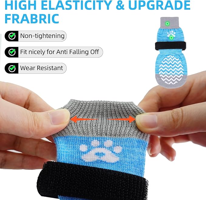 PUPTECK Anti Slip Dog Socks 2 Pairs with Double Grippers for Hardwood Floors