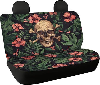 AFPANQZ Tropical Leaves Skull Full Wrap Car Seat