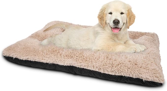JOEJOY Dog Bed Crate Pad Anxiety，23" x 18", Beige