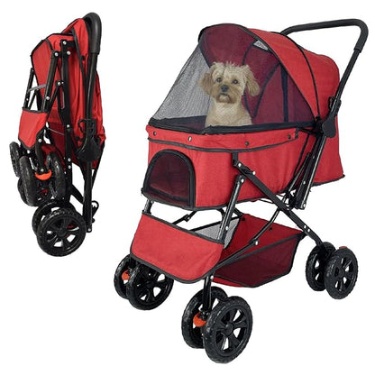 Reversible Handlebar Pet Stroller for Medium Dogs 360 Rotating 2 Security