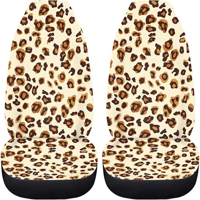 UNICEU Car Seat Cover Leopard Print Soft Universal 2pc Front