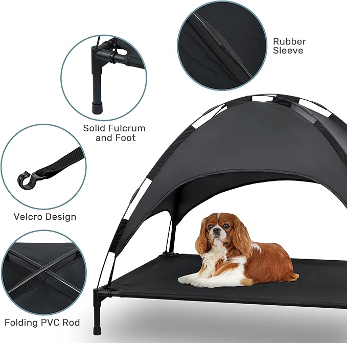 Heeyoo Elevated Dog Bed with Canopy