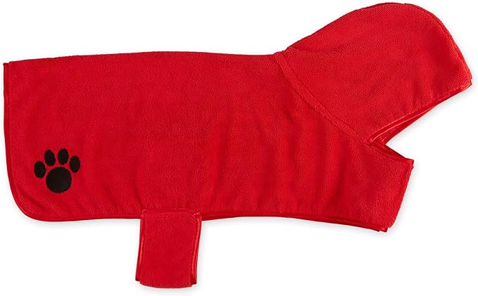 Bone Dry Pet Robe Collection Embroidered Absorbent Microfiber Bath Robe with Adjustable Closure