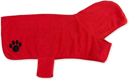 Bone Dry Pet Robe Collection Embroidered Absorbent Microfiber Bath Robe with Adjustable Closure