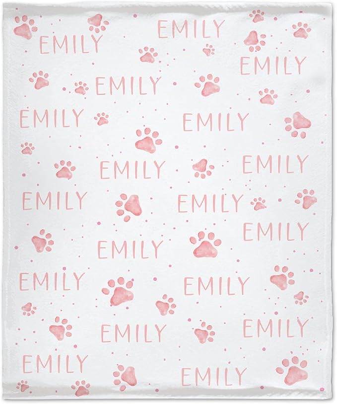 Personalized Dog Blankets Dog Paw Print Blanket Puppy Blanket 80"x60" for