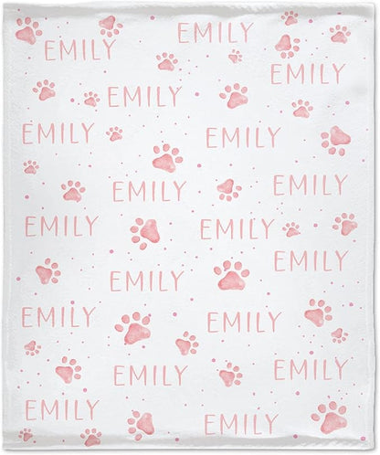 Personalized Dog Blankets Dog Paw Print Blanket Puppy Blanket 80"x60" for