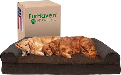 Furhaven Orthopedic Dog Bed for Large Dogs w/ Removable Bolsters & Washable Cover 125 lbs