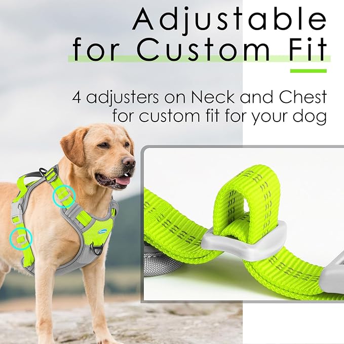 ThinkPet No Pull Harness Breathable Sport Harness with Handle-Dog Harnesses Reflective Adjustable for Medium Large Dogs Medium Green