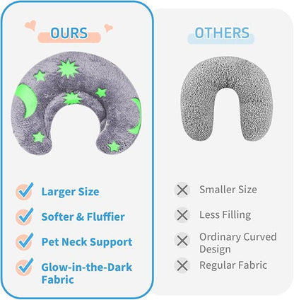 Glow-in-the-Dark U-Shaped Calming Pet Pillow for Dogs & Cats