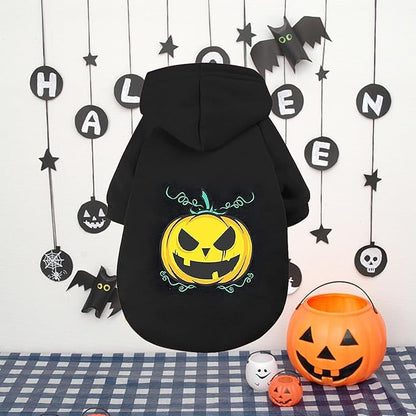 Cat Clothes Dog Sweater Doggy Halloween Hoodies Pet Clothes Dog Fleece Hooded Sweatshirt Puppy Apparel Black02 XX-Large