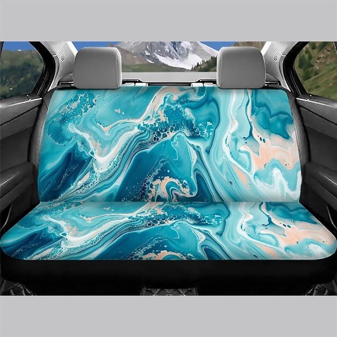 AFPANQZ Blue Marble Car Seat Cover for Rear Bench Seats Polyester Fabric Protects Against Dirt Pet Fur Dog Hair