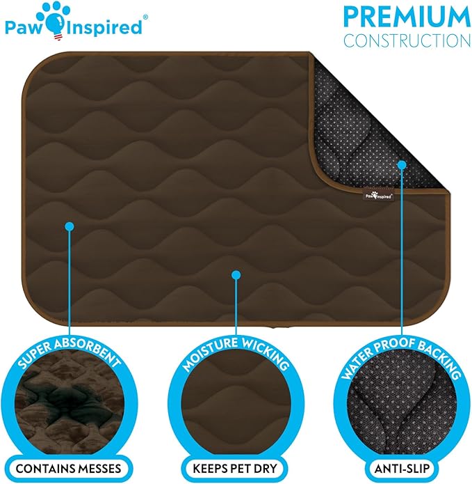 Paw Inspired Washable Padded Crate Mats for Dogs 29” x 18” Pad, 30-inch Kennels
