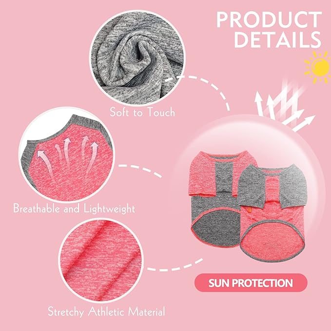 KYEESE 2 Pack Dog Shirts Quick Dry for Medium Dogs Breathable Lightweight Stretchy Protects Against Foxtails Dog T-Shirt with Reflective Label Raglan Sleeve Sun Protection 2XL