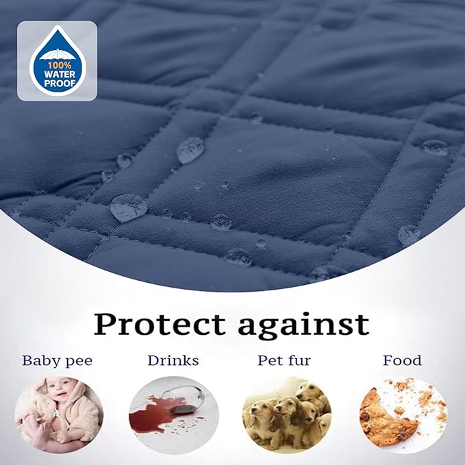 Water Resistant Dog Bed Cover Pet Blanket with Anti-Slip Back for Furniture Bed Couch Sofa (82x96 Inch,Navy)