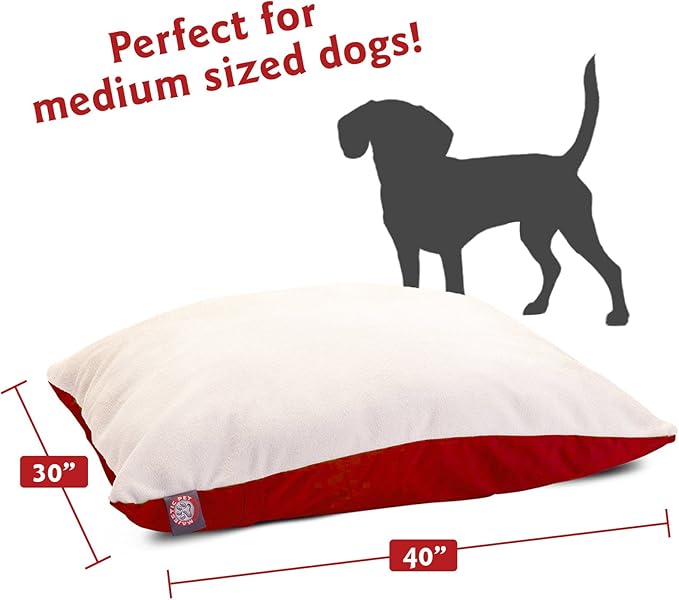 30x40 Red Rectangle Pet Dog Bed With Removable Washable Cover By Majestic Pet Products Small to Medium