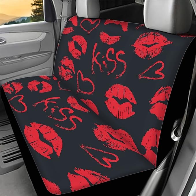 CLOHOMIN Red Kiss Lips Print Car Seat Covers