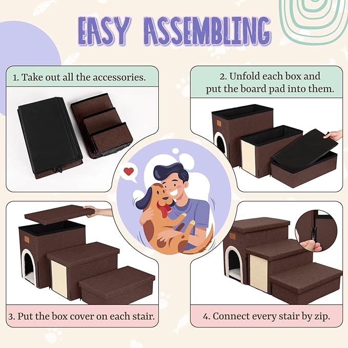 downluxe Dog Stairs for Small Dogs (3-Step Pet