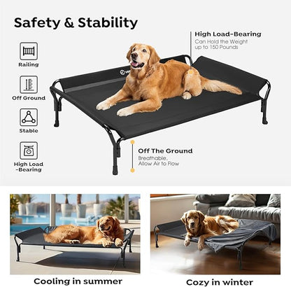 Veehoo Cooling Elevated Dog Bed + Soft Dog Blanket
