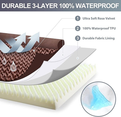 Orthopedic Dog Bed Deluxe Plush L-Shaped Dog Couch Beds with Waterproof Lining Bolster Dog Sleeping Sofa with Removable Washable Cover & Nonskid Bottom Pet Bed for Medium Large Jumbo Dogs 30 x 20 Inch