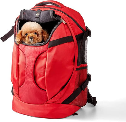 Large Pet Cat Backpack Dog Backpack for Most Dog Sizes Travel&Hiking Pet Carrier Backpack with Safety leash large Ventilations Double-layer Structure (RED)