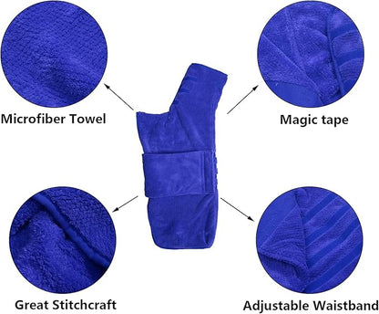 Geyecete Dog Bathrobe Towel Dog Drying Coat-Dry Fast Dog Bag-Pineapple Grid Fast Drying Super Absorbent Pet Dog Cat Bath Robe Towel-Blue-XL