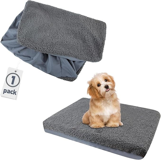 Dog Bed Cover,Dog Beds Covers Replacement Washable,Waterproof Pet Crate Pad Puppy Liner Grey Pillow Cover Sheet Removable Large Proof Soft Plush Kennels Resistan (S：20 * 30 * 6 Inch)