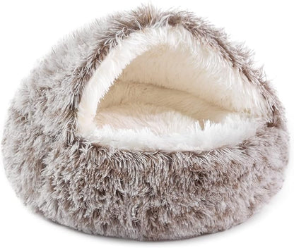 NOYAL Dog Bed Round Hooded Plush Cat Cave