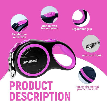 16 FT Retractable Dog Leash with No Tangle for Dog up to 44lbs