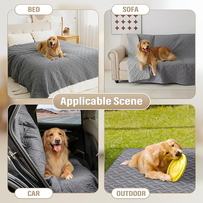 Dog Bed Cover for Pets Blankets Rug Pads for Couch Protection Waterproof Bed Covers Dog Blanket Furniture Protector Reusable Changing Pad (Dark Grey+Light Grey, 68"x82")