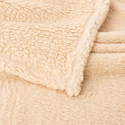 Dog Blanket, Cat Blanket, Soft Warm Fleece Pet Blanket for Puppy, Small, Medium, Large Dogs or Cats, Kitten, Plush Fuzzy Blankets for Bed, Couch, Sofa, Travel (Lamb 40" × 40", Beige)