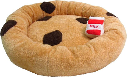 TONBO Soft Plush Small Cute and Cozy Food Dog Cat Bed, Washer and Dryer Friendly (Chocolate Chip Cookie)