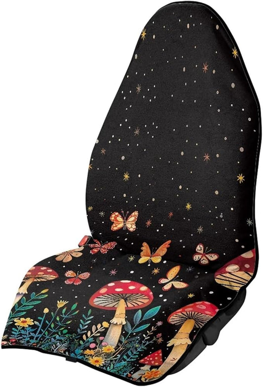 Mushroom Butterfly Waterproof Towel Car Seat Cover Anti-Slip Bucket Seat Protector Washable Car Accessories for Athletes