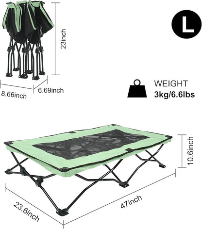 YEP HHO 47 Inches Long Elevated Folding Pet Bed Cot Travel Portable Breathable Cooling Textilene Mesh Sleeping Dog Bed (47 Inch (Pack of 1), Neon-Green)