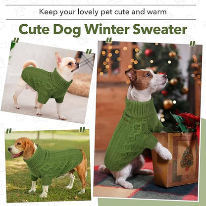 Small Dog Sweater, Fall Puppy Sweaters Boys Girls, Knit Dog Sweatershirt with Harness Hole, Halloween Sweater for Small Dogs, Thick Pullover Doggie Costumes for Toy Poodle, Yorkie, Green S