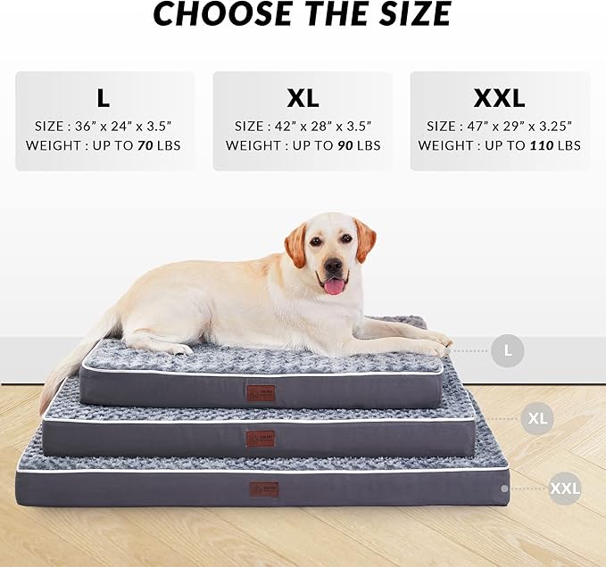 Figopage Orthopedic Memory Foam Dog Bed for Large Dogs