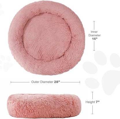 Aurako Cat Bed Dog Bed Round Cushion Pet 28" Rose