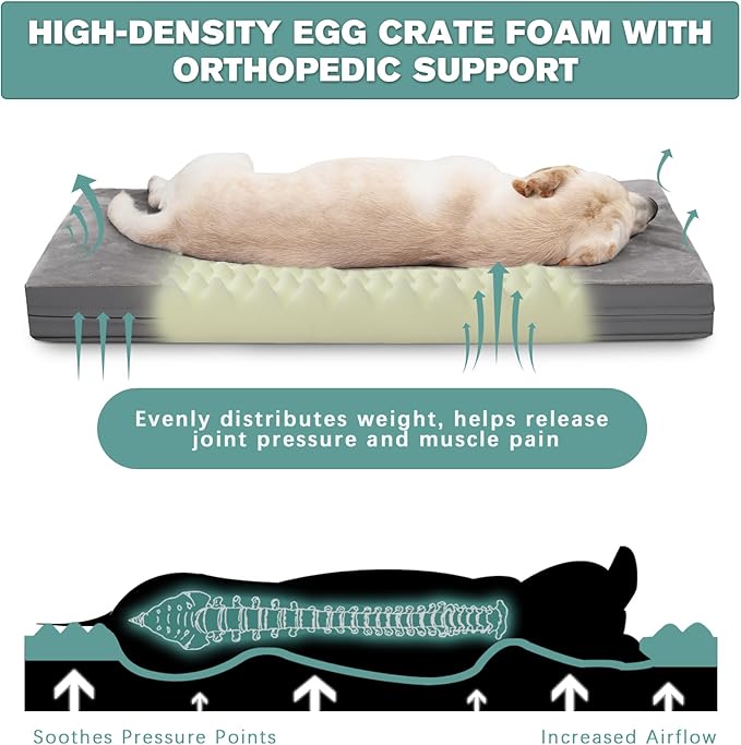 Vonabem Waterproof Dog Beds Large Sized Dogs 36"x27", Gray