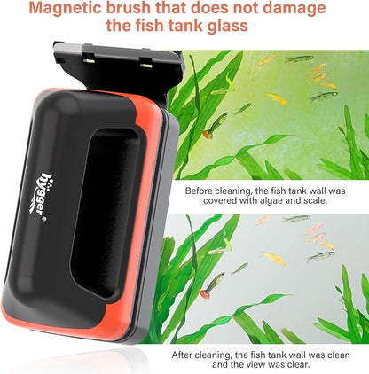 hygger Fish Tank Magnetic Glass Cleaner Two Detachable Algae Scraper for Aquarium Fish Tank，Floating Scrubber Brush Glass Algae Magnet Cleaning Tool for Large Aquariums Tank