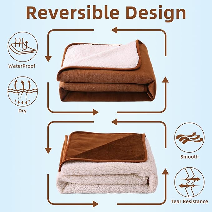 DaysU Waterproof Dog Blanket for Small Dogs 30"x40" Brown