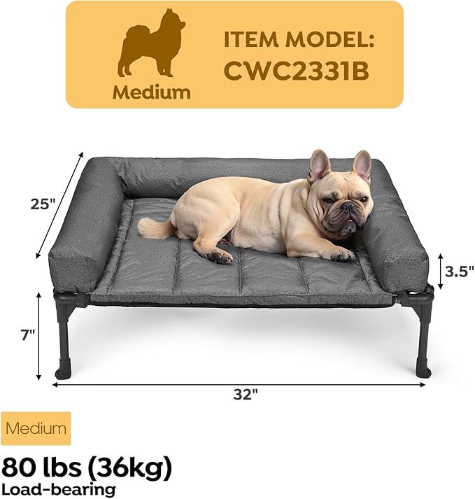 Veehoo Cooling Elevated Dog Bed + Waterproof Removable Pillow-Top Mat