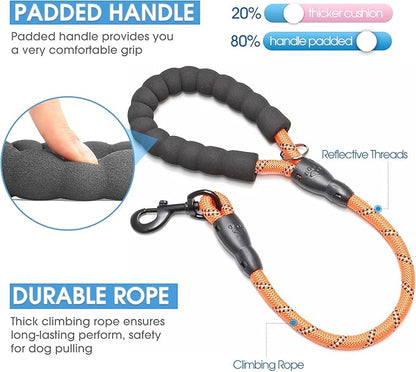 BAAPET 2/4/5/6 FT Dog Leash with Comfortable Padded Handle and Highly Reflective Threads for Small Medium and Large Dogs (2FT-1/2''