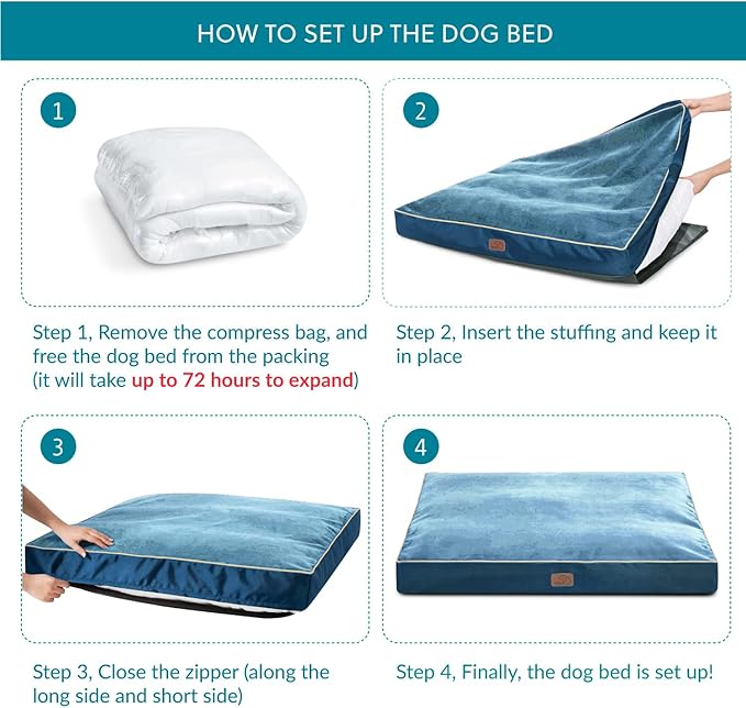 Bedsure Waterproof Dog Beds for Extra Large Dogs 4 inch 100lbs XL