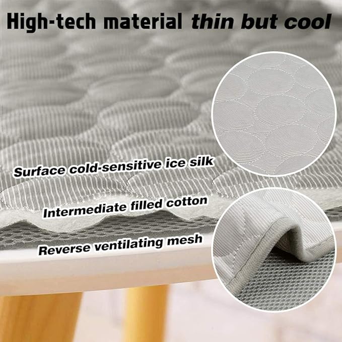 VeMee Summer Cooling Mat for Dogs Cats Ice Silk Self Dog Cooling Mat Breathable Pet Crate Pad Portable & Washable Pet Cooling Blanket for Outdoor or Home (28 X 22in