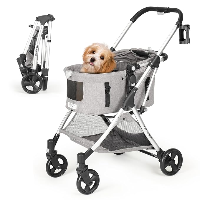 Medium Pet Stroller for Small Dogs & Cats 180° Canopy 3-in-1 Pet