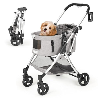 Medium Pet Stroller for Small Dogs & Cats 180° Canopy 3-in-1 Pet