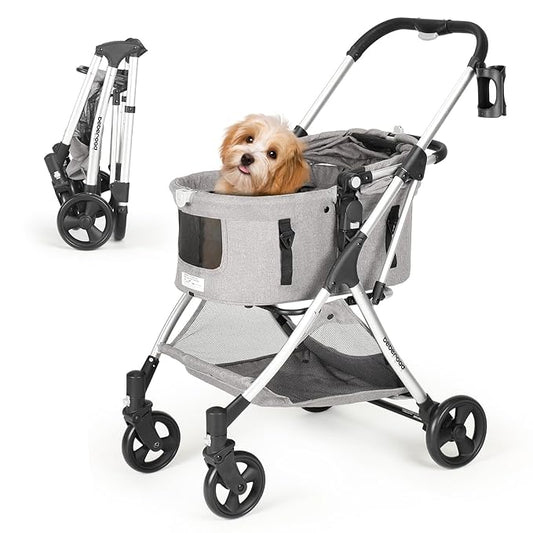 Medium Pet Stroller for Small Dogs & Cats 180° Canopy 3-in-1 Pet