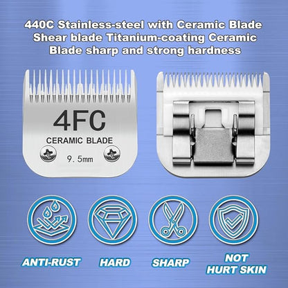 TRAH 5FC Blade Dog Grooming Clipper Replacement Blades Compatible with Andis Dog Clippers,Most A5, Wahl KM Series Clippers,Detachable Ceramic Blade,Size-5FC, 1/4-Inch Cut Length (6.3mm) Silver