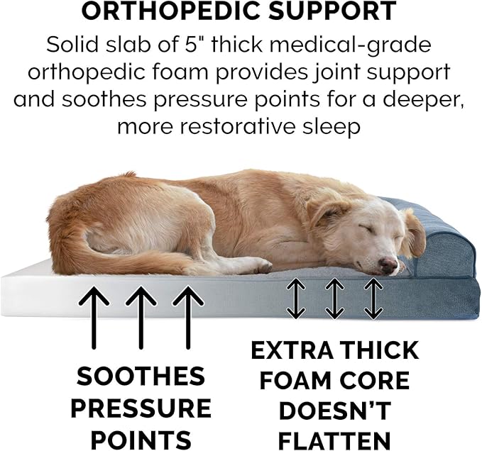 Furhaven Orthopedic Dog Bed for Large Dogs w/ Removable Bolsters & Washable Cover 125 lbs