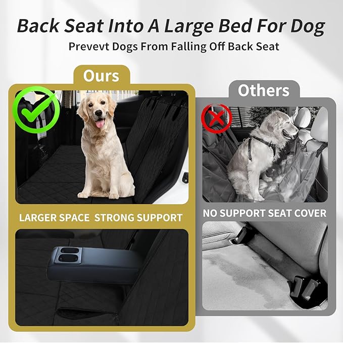 Easy-Going Waterproof Back Seat Extender for Dogs (53"x48", Black)